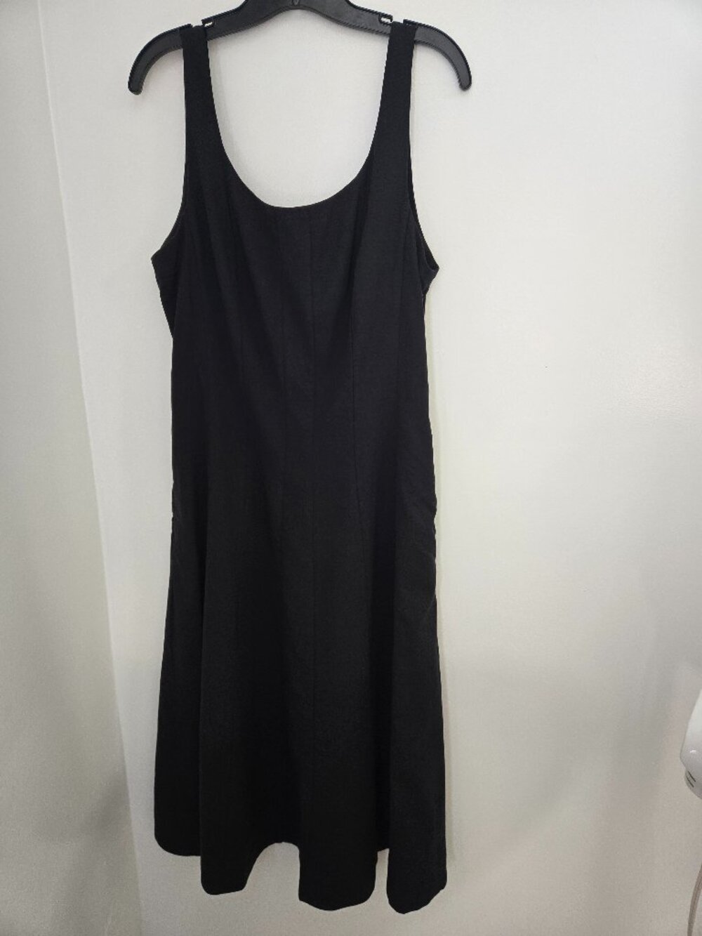 A New Day Black Fit & Flare Midi Dress Sleeveless Scoop Neck Pockets Size 10
